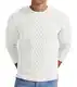 Hisir Herren Winter Pullover Dicke Kabelstrick Lässig Rundhals Warm Langärmelig Sweater Strickpullover Rundhals Pulli Männer (weiß, M)