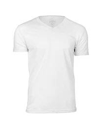 Herren V-Ausschnitt T-Shirt mit kurzen Ärmeln, 1er-Pack - Weiß, L