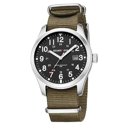 GOLDEN HOUR Uhren Herren aus Nylon mit durchgehendem Armband und Militärzeit, leicht ablesbares Zifferblatt, leuchtende Zeiger, 12/24-Stunden-Anzeige, Datumsanzeige wasserdichte Sport-Digitaluhren