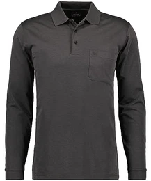 Herren Long & Tall Softknit-Polo mit Brusttasche, Langarm 3XT, Anthrazit-019
