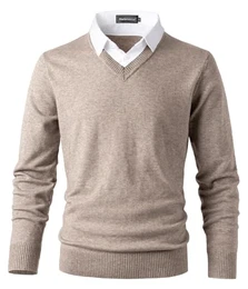 Herren Strick Pullover V Ausschnitt Strickpullover Feinstrick Mock Hemdkragen Strickwaren Lange Ärme Gestrickt Strickjacke Sweatshirt Pulli
