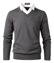Herren Strick Pullover V Ausschnitt Strickpullover Feinstrick Mock Hemdkragen Strickwaren Lange Ärme Gestrickt Strickjacke Sweatshirt Pulli