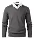 Harbrosrce Herren Strick Pullover V Ausschnitt Strickpullover Feinstrick Mock Hemdkragen Strickwaren Lange Ärme Gestrickt Strickjacke Sweatshirt Pulli