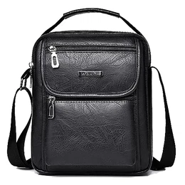 Umhängetasche Herren Schultertasch Crossbody PU Lede Herrentasche Vintage Umhängetaschen Handytasche Messenger Bag Umhängen Tasche Man Bag (schwarz)