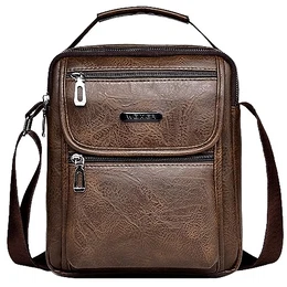 Umhängetasche Herren Schultertasch Crossbody PU Lede Herrentasche Vintage Umhängetaschen Handytasche Messenger Bag Umhängen Tasche Man Bag (Dunkelbraun)