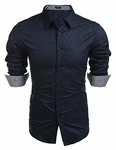 COOFANDY Herren Regular Fit Langarm Freizeithemd Business Hemd Marine Blau