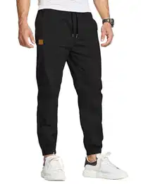 Chino Hosen Herren Baumwolle Freizeithose Herren Jogginghose Herren Trainingshose Sporthose Männer Lang mit Kordelzug Casual Hose mit Taschen Schwarz M