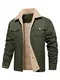 Uusollecy Winterjacke Herren Jacke mit Fleecefutter, Warm Gefüttert Arbeitsjacke mit Druckknopf Grün S