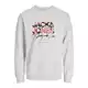 JACK&JONES Herren JORARUBA AOP Branding Sweat Crew Neck Sweatshirt, Bright White/Detail:Melange, S
