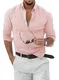 JMIERR Leinen Hemden Herren Bügelfreie Button Down Freizeithemd 2024 Fall Fashion Baumwolle Shirts Langarm Regular Fit Rosa M