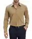 siliteelon Herren Hemd Stretch Langarm Bügelfrei Regular fit Khaki Herrenhemd für Männer Eneinfach Freizeithnemde Businesshemd Anzug Hemd,M