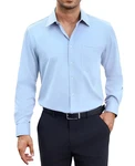 siliteelon Herren Hemd Langarm Stretch Regular Fit Business Hemd Hellblau