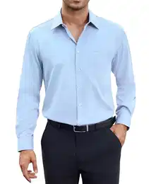 Herren Hemd Langarm Hellblau Bügelfrei Freizeithemd Regular fit Anzug Businesshemd für männer Hellblaues Stretch Oberteile Baumwolle Hemden Herren Interviews Büro