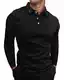 HMIYA Herren Poloshirt-Langarm Poloshirt aus Baumwolle atmungsaktiv Golf Casual T-Shirt,Schwarz,M