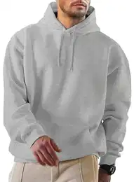 Herren Hoodie mit Taschen Freizeit Baumwolle Sweatshirts 2024 Langarm Kordelzug Kapuzenpullovers Grau M