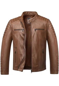 Amaci&Sons Herren Echtleder Jacke Biker Zipper Lederjacke 9104