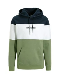 Herren Hoodie Weicher Colorblock Kapuzenpullover Design Sweater, Farben:Blau-2, Größe Pullover:M