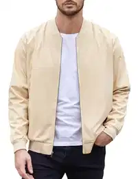 Herren-Bomberjacke aus Baumwolle, leichte Fliegerjacken, lässige Softshell-Jacke, Khaki, XXL