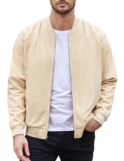 COOFANDY Herren-Bomberjacke aus Baumwolle, leichte Fliegerjacken, lässige Softshell-Jacke
