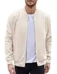 COOFANDY Herren-Bomberjacke aus Baumwolle, leichte Fliegerjacken, lässige Softshell-Jacke Beige