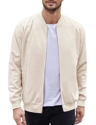 COOFANDY Herren-Bomberjacke aus Baumwolle, leichte Fliegerjacken, lässige Softshell-Jacke Beige