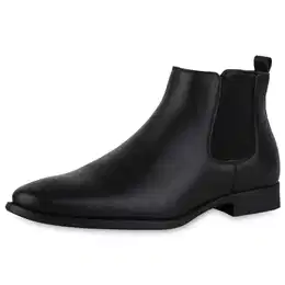 Stylische Herren Chelsea Boots Business Schuhe Stiefel 126701 Schwarz 41