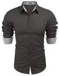COOFANDY Herren Regular Fit Langarm Freizeithemd Business Hemd Dunkelgrau