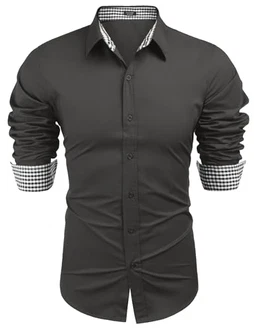 COOFANDY Herren Regular Fit Langarm Freizeithemd Business Hemd Dunkelgrau