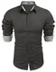 COOFANDY Herrenhemden Langarm Regular Fit Hemd Casual Button Down Freizeithemd Business Hemd Kariert Anzug Partyhemd Oberhemden Dunkelgrau M