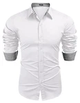 COOFANDY Herren Regular Fit Langarm Freizeithemd Business Hemd Weiß