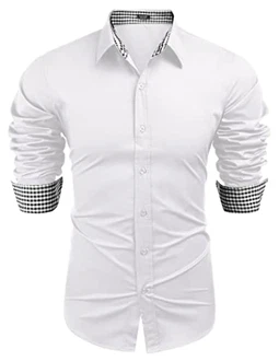 COOFANDY Herren Regular Fit Langarm Freizeithemd Business Hemd