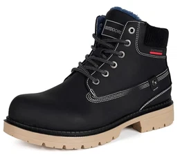 Winterstiefel Herren Winterschuhe Damen Warm Gefütterte Stiefeletten Wasserdicht Boots,Schwarz D,EU43
