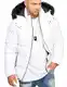 behype. Herren warme Jacke mit Kapuze Parka Winterjacke J11-White-M