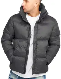 . Herren warme Winterjacke Puffer-Jacke Steppjacke Jacket J13-Charcoal-L