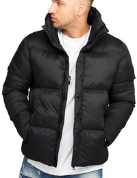 . Herren warme Winterjacke Puffer-Jacke Steppjacke Jacket J13-Black-L