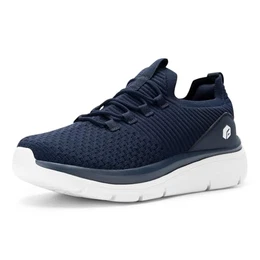 Slip On Sneakers Herren Walkingschuhe Extra Weit Sportschuhe Leichte Laufschuhe Atmungsaktive Jogging Fitness Outdoor Gym Schlüpfen Schuhe,Navy blau,41 EU,X-Weit