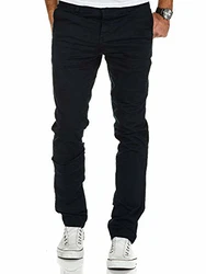 REPUBLIX Herren Regular Slim Stretch Chino Hose Fit R7009 Navyblau
