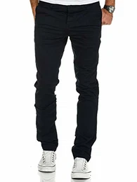 Herren Regular Slim Stretch Chino Hose Fit R7009 Navyblau W32/L32
