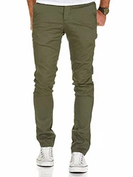 REPUBLIX Herren Regular Slim Stretch Chino Hose Fit R7009 Oliv