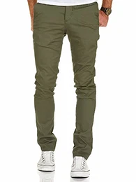 Herren Regular Slim Stretch Chino Hose Fit R7009 Olive W32/L32