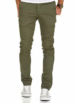 REPUBLIX Herren Regular Slim Stretch Chino Hose Fit R7009 Oliv