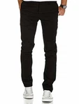 REPUBLIX Herren Regular Slim Stretch Chino Hose Fit R7009 Schwarz