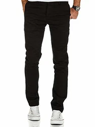 REPUBLIX Herren Regular Slim Stretch Chino Hose Fit R7009 Schwarz