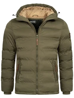 Indicode Herren Nemos Steppjacke mit Kapuze Army