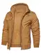 HOOD CREW Herrenjacken Winter Thicken Fleece gefütterte Oberbekleidung Taktische Militär Cargo Jacke mit Kapuze,Khaki,M EU