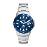 Fossil Blue Uhr für Herren Quarzwerk mit Edelstahl- oder Lederarmband Silberton/Blau