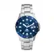Fossil Blue uhr für Herren, Quarzwerk mit Edelstahl- oder Lederarmband, Silberton und Blau, 42MM
