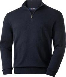 Herrenpullover aus Kaschmir-Seide in Bordeaux, mit kurzem Reißverschluss, für Anlässe aus Business & Freizeit, angenehmes Tragegefühl, Dunkelblau, 3XL
