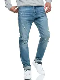 Herren INSmalinos Jeanshose aus Baumwolle mit 5 Taschen Herrenhose Herrenjeans Denim Männer Mid Destroy Wash 33/32