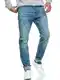 Indicode Herren INSmalinos Jeanshose aus Baumwolle mit 5 Taschen   Herrenhose Herrenjeans Denim Männer Mid Destroy Wash 33/32